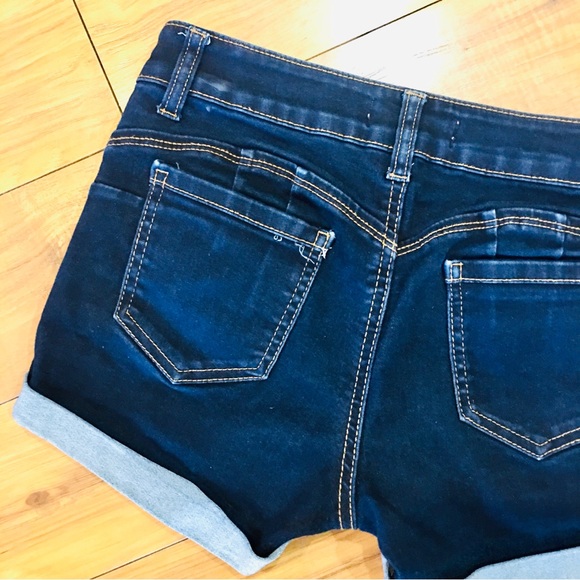 Wax Jeans denim shorts dark rinse super stretch blue small 2 - Picture 4 of 6